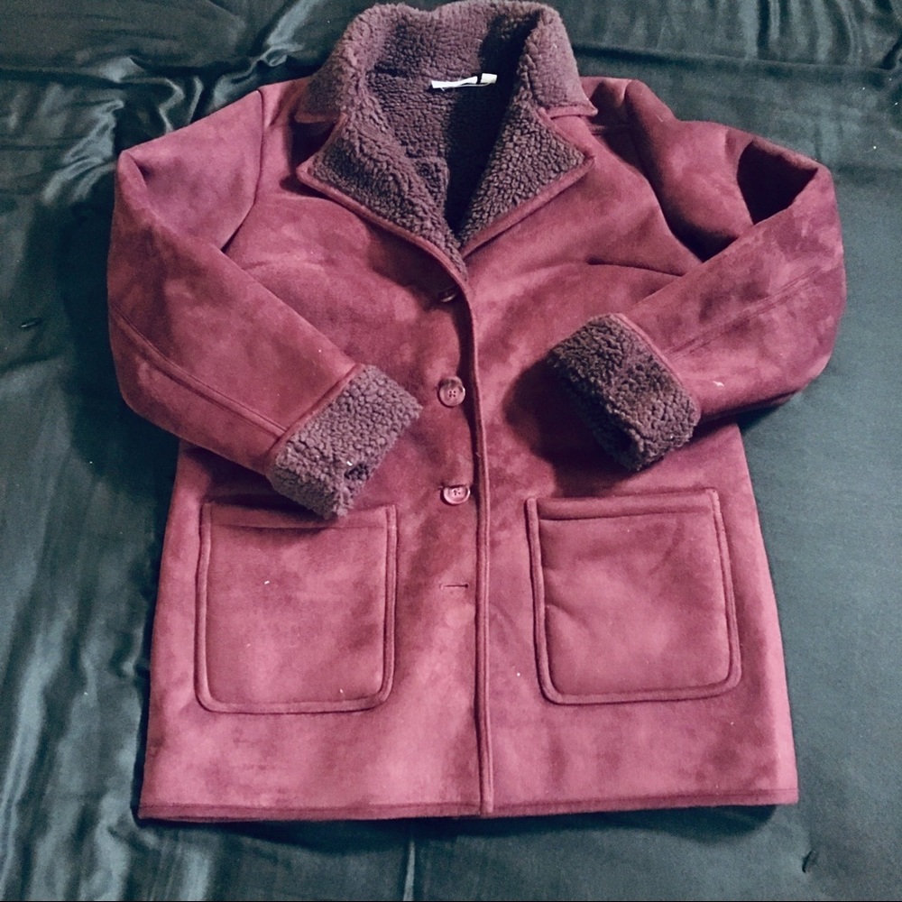 Denim &co sherpa coat new-Like size small